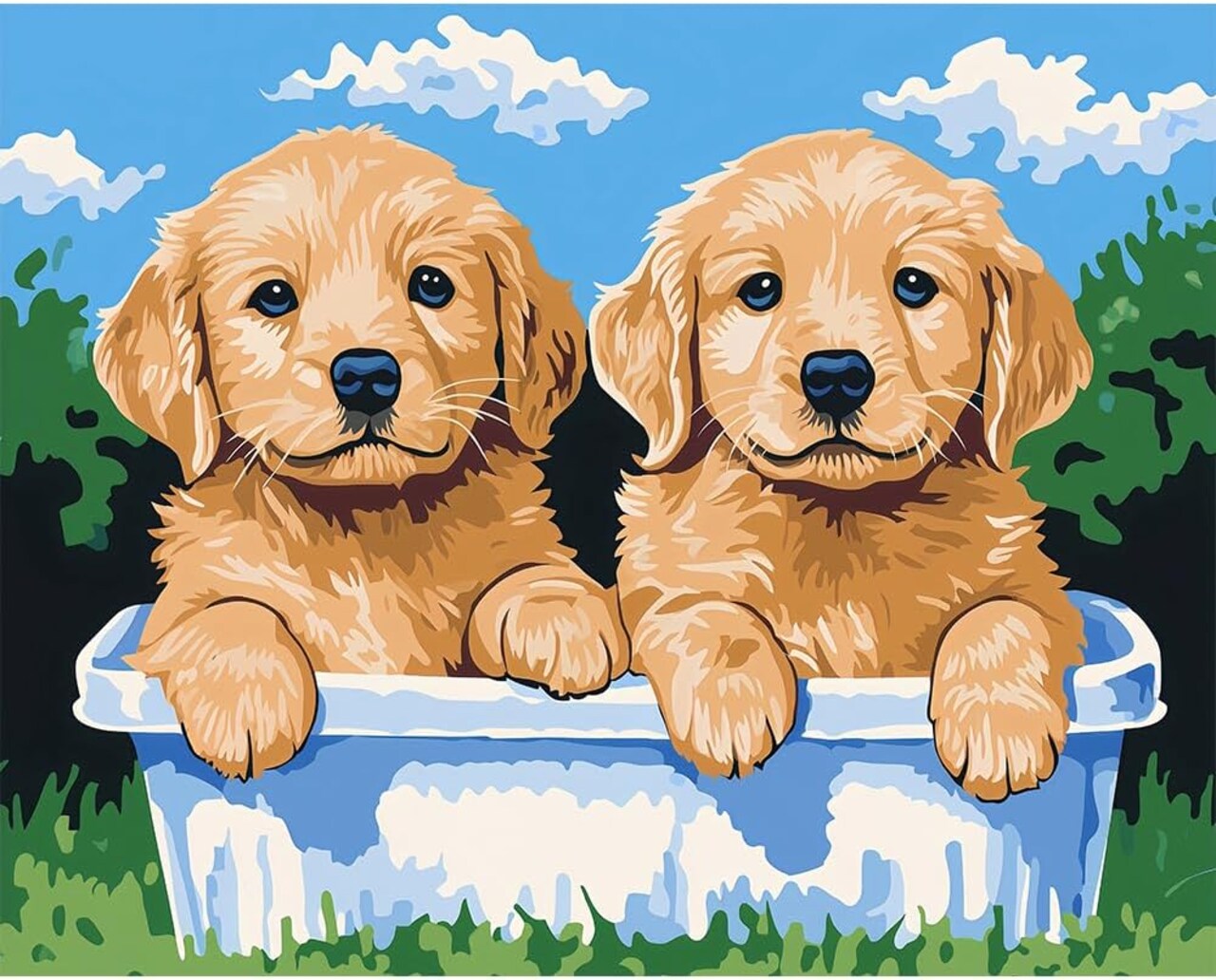 Paint by Numbers Kit for Adults - Cute Puppies DIY Adult Paint by Number Kits Animals Acrylic Canvas Painting for Adults Beginners Art Crafts Without Frame 16x20 Inch